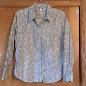 Old Navy Women's White and Gray Button Down Shirt